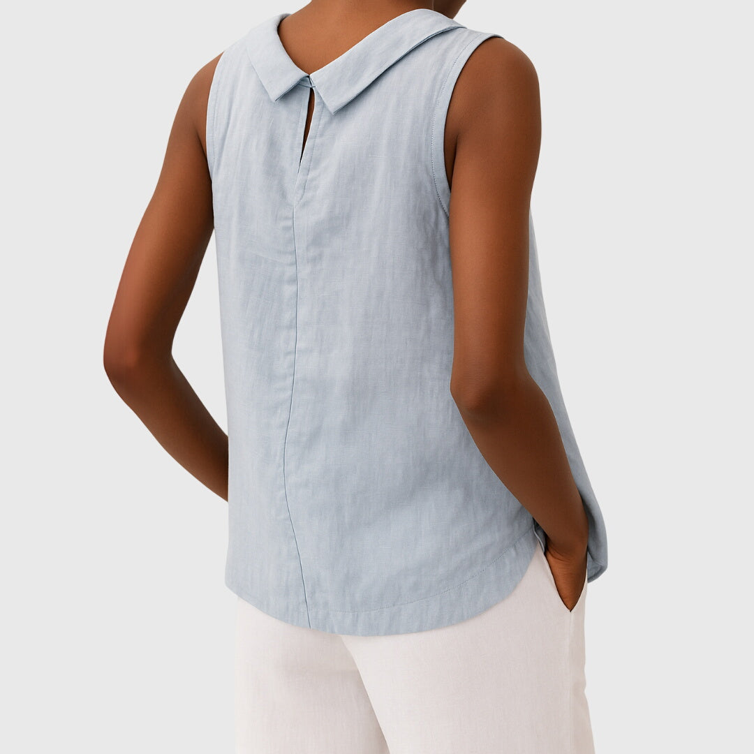 Camellia – Sleeveless Roll Collar Top
