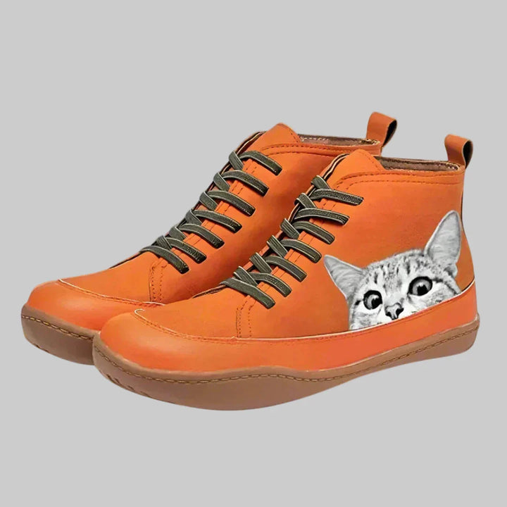 Fenna - Leather Ankle Boots for Cat Lovers