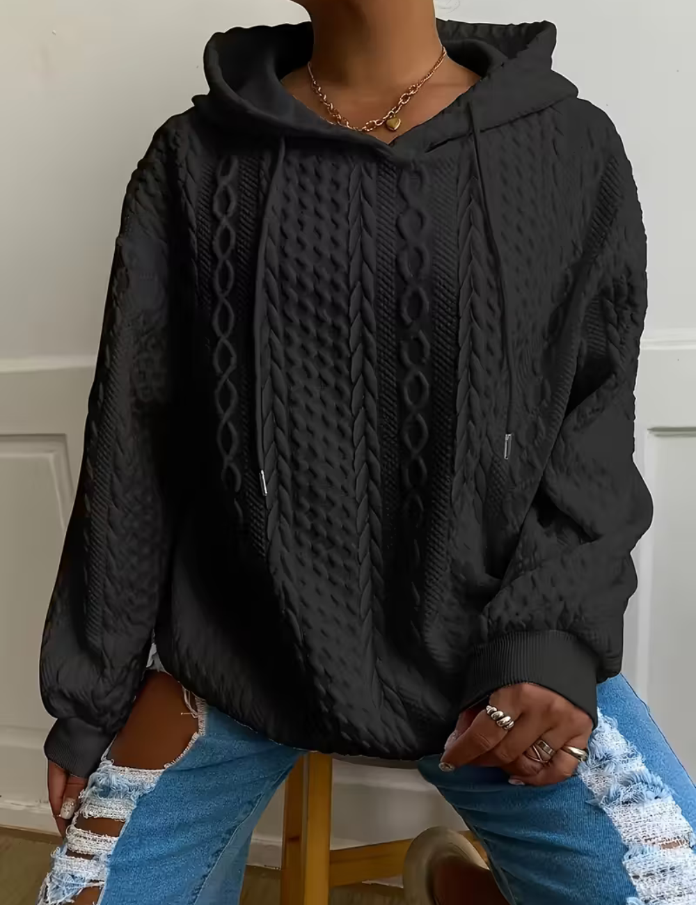 Clara  – Ladies' Cable Knit Hoodie