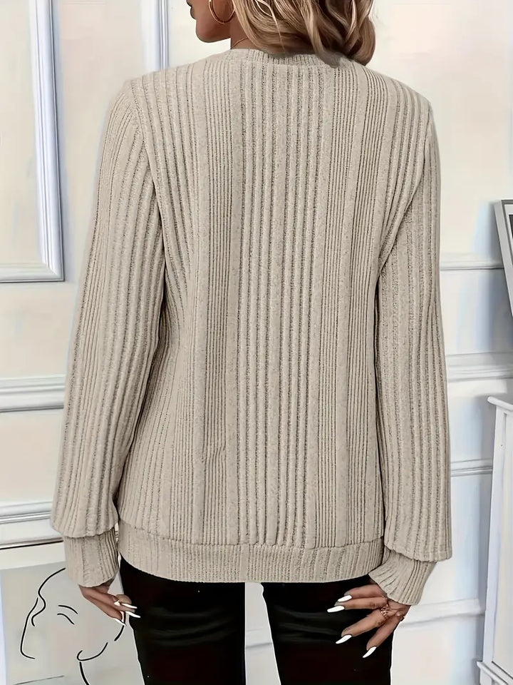 Amara – Ladies' Zip-Up Rib-Knit Jumper