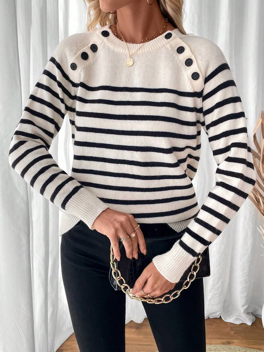 Grace - Ladies' Casual Striped Pattern Jumper