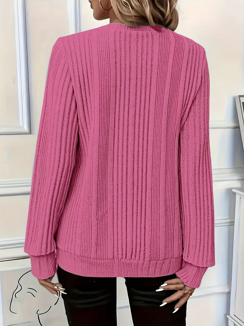 Amara – Ladies' Zip-Up Rib-Knit Jumper