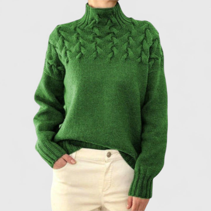 Eva - Women's Sweater with Cable Knit Detail