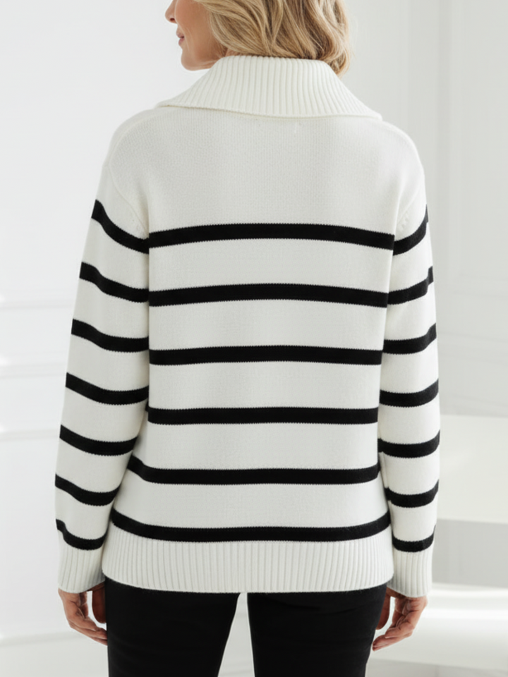Astrid – Ladies' half-zip striped jumper