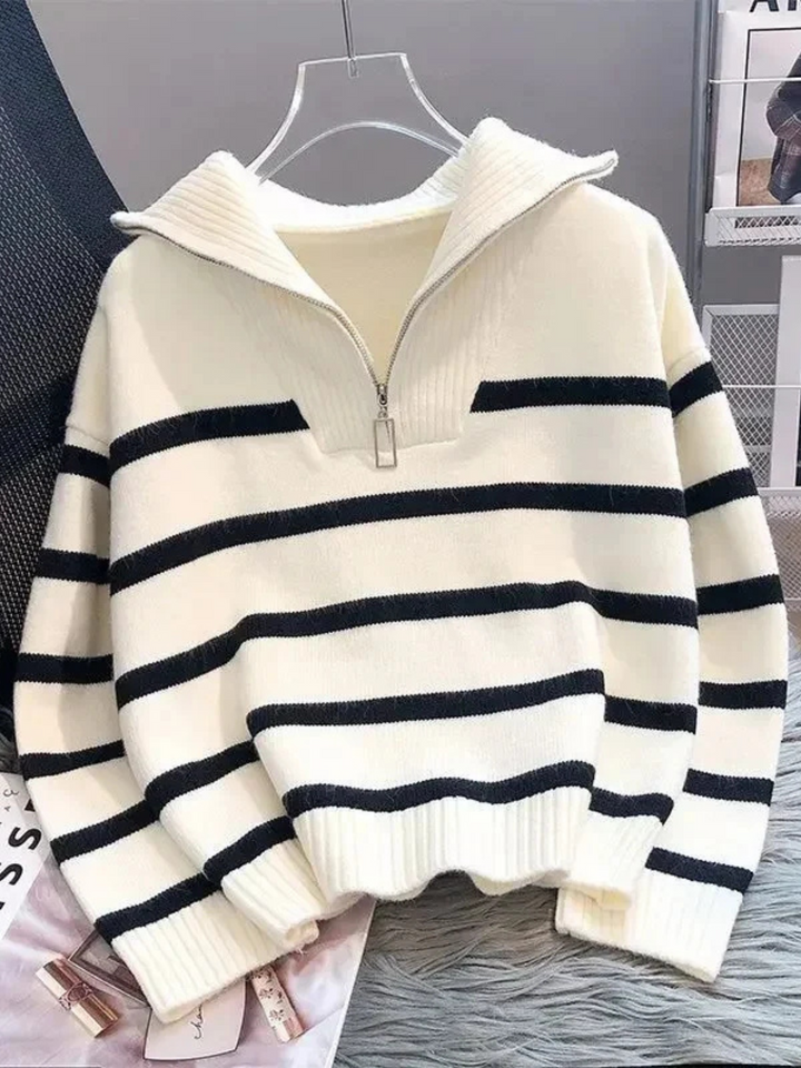 Astrid – Ladies' half-zip striped jumper