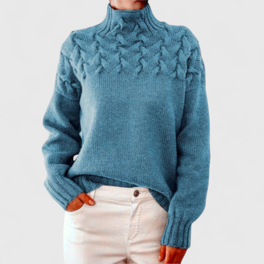 Eva - Women's Sweater with Cable Knit Detail