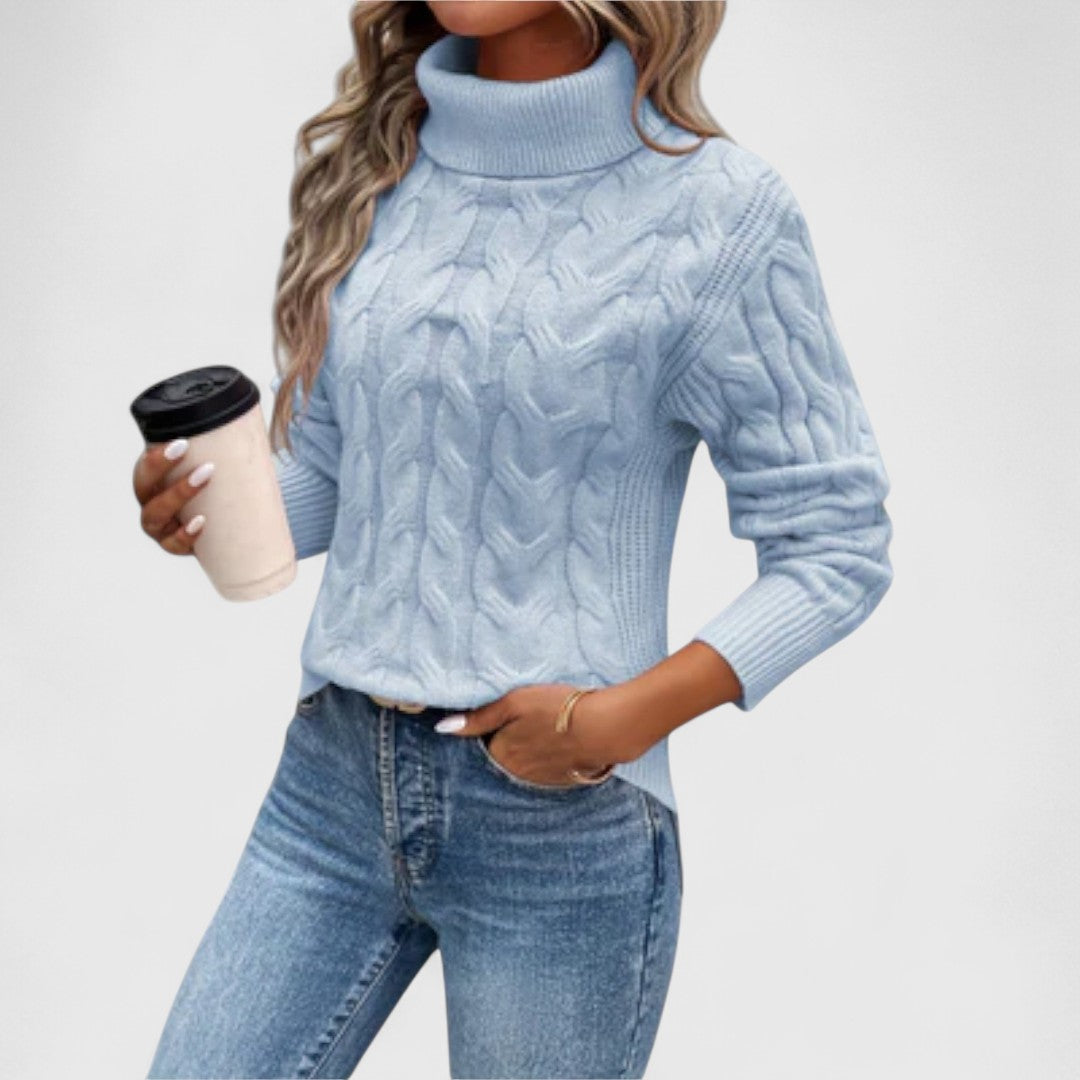 Elizabeth - Elegant Cable Knit Turtleneck Jumper