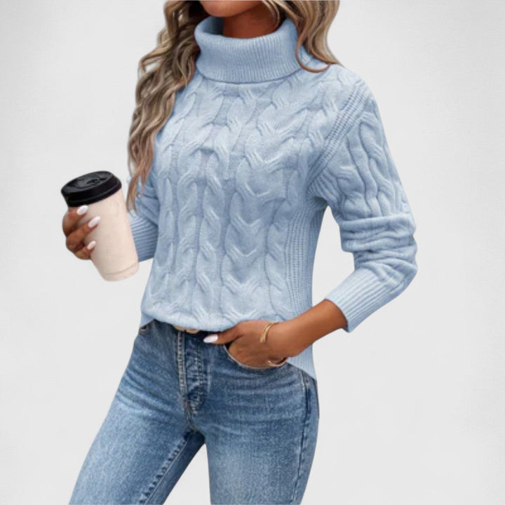 Elizabeth - Elegant Cable Knit Turtleneck Jumper