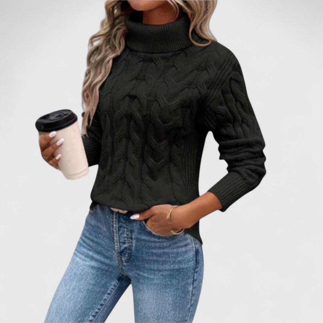 Elizabeth - Elegant Cable Knit Turtleneck Jumper