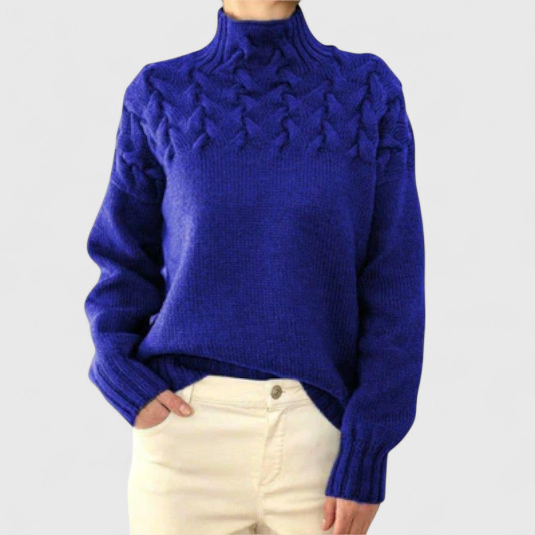 Eva - Women's Sweater with Cable Knit Detail