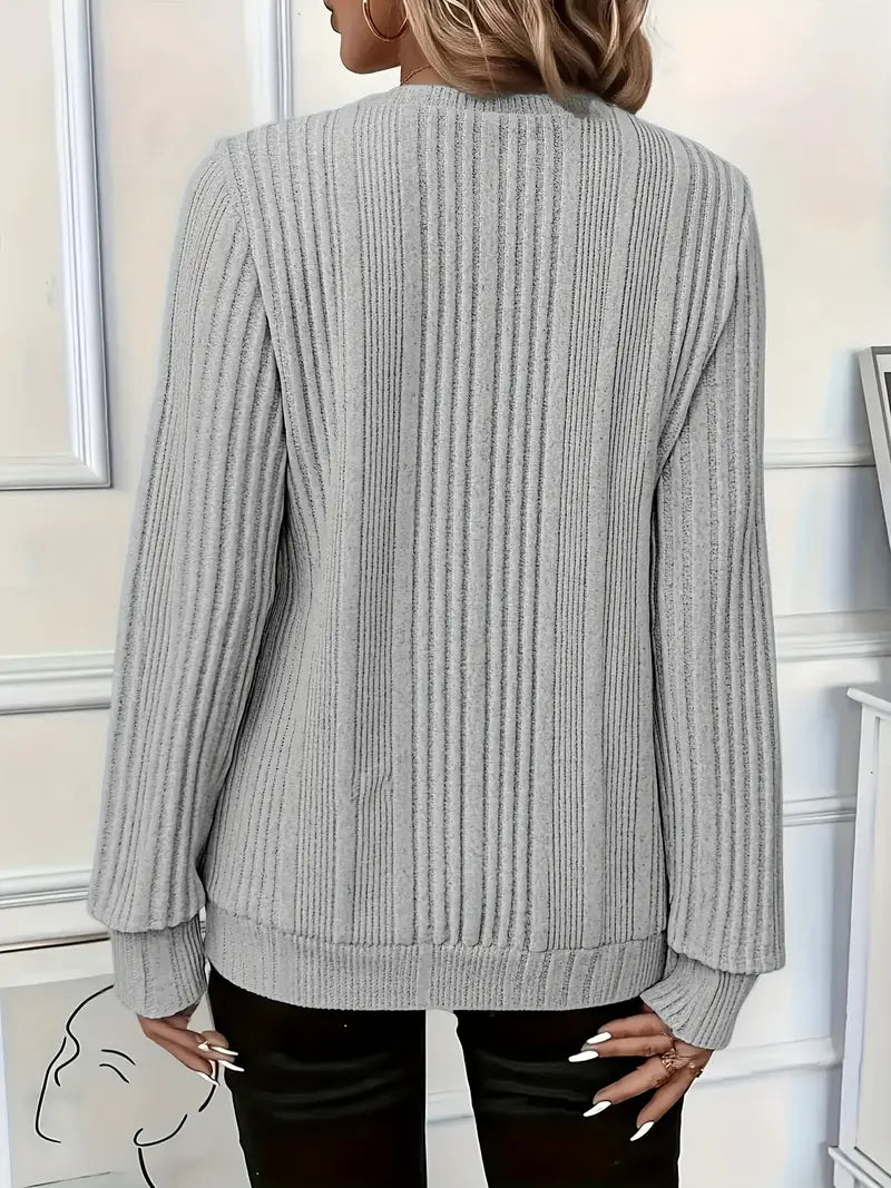 Amara – Ladies' Zip-Up Rib-Knit Jumper