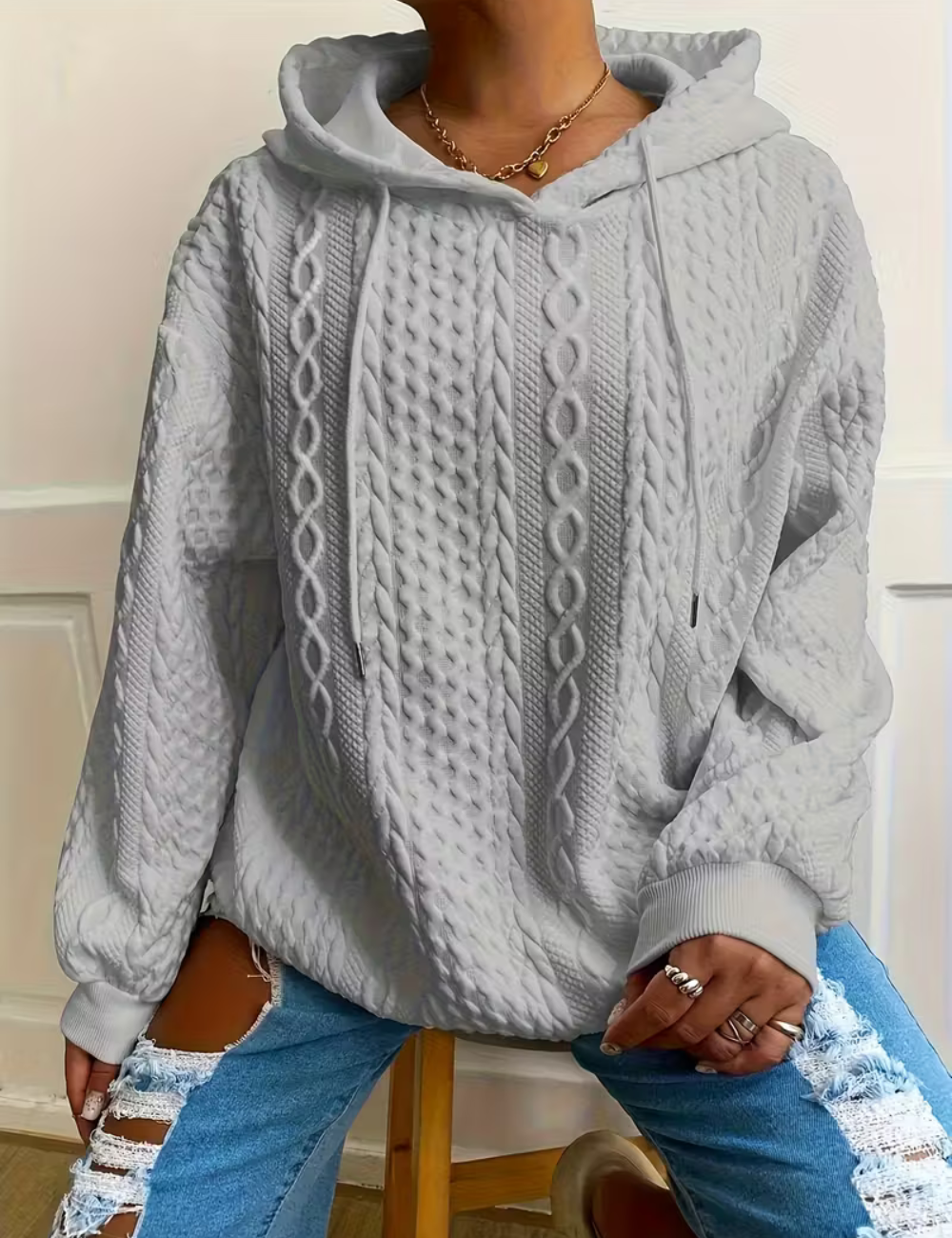 Clara  – Ladies' Cable Knit Hoodie