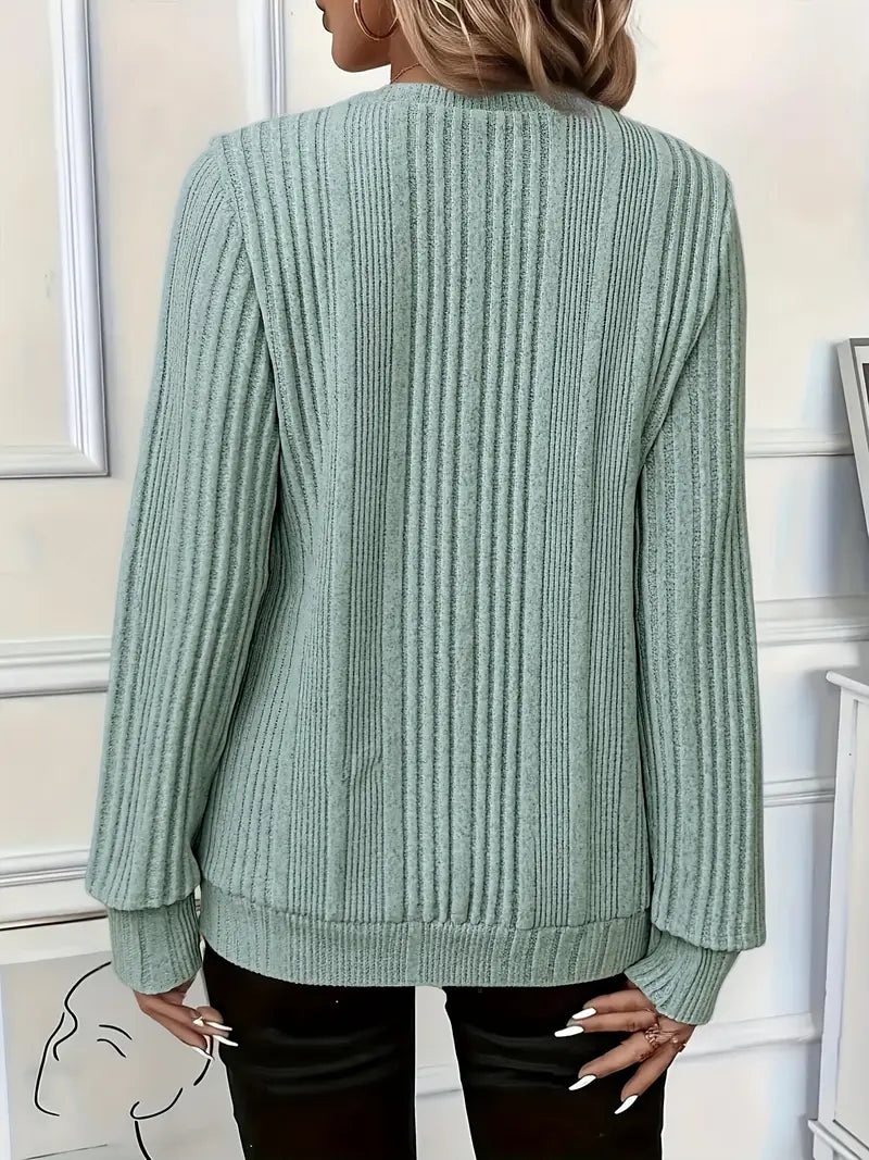 Amara – Ladies' Zip-Up Rib-Knit Jumper