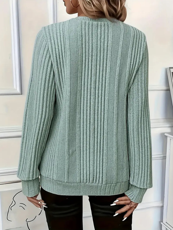 Amara – Ladies' Zip-Up Rib-Knit Jumper