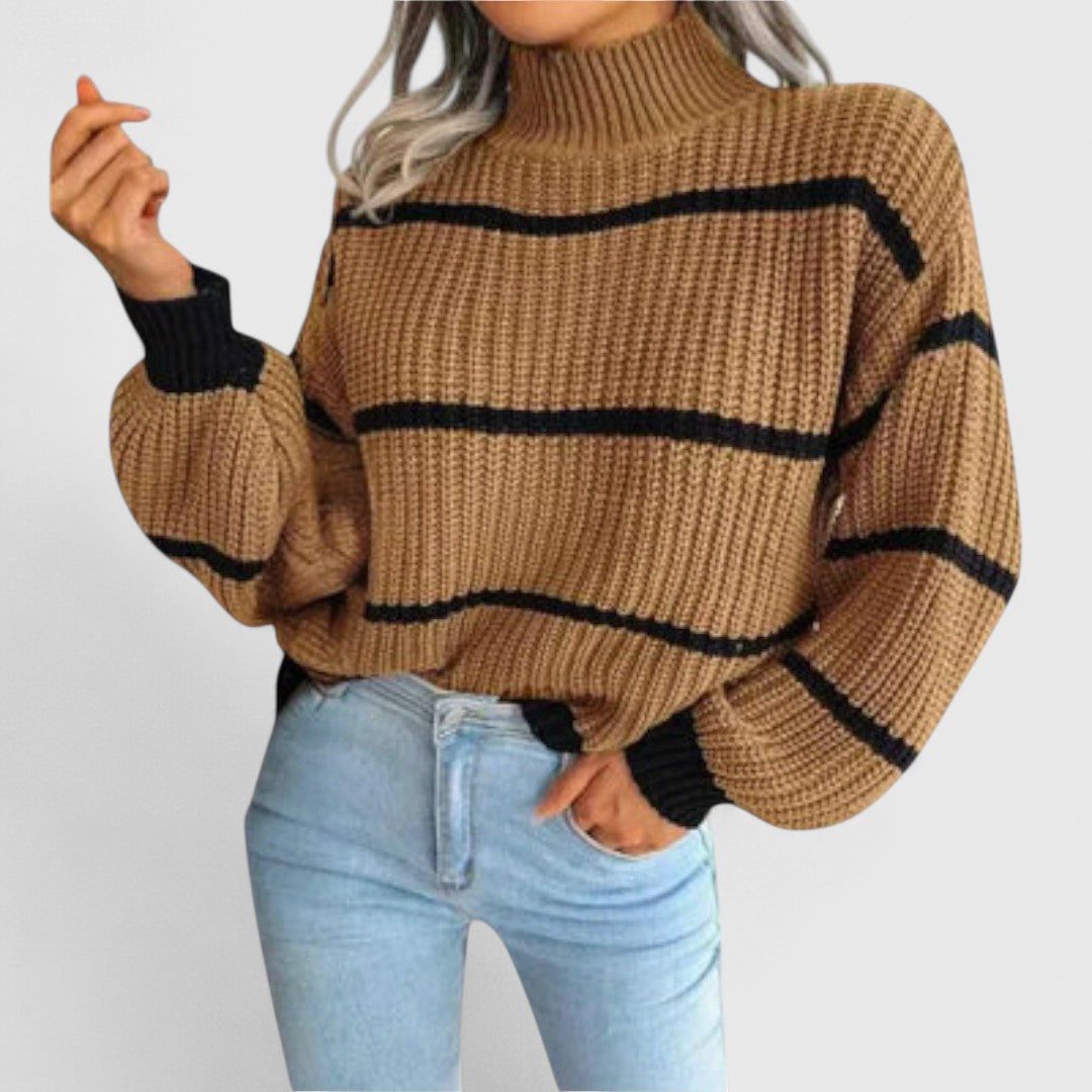 Chavala - Turtleneck Sweater with Stripes