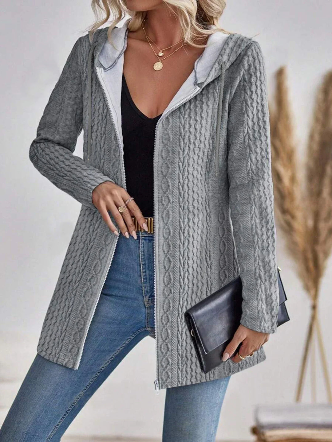 Eve - Warm Women's Cardigan with Pattern