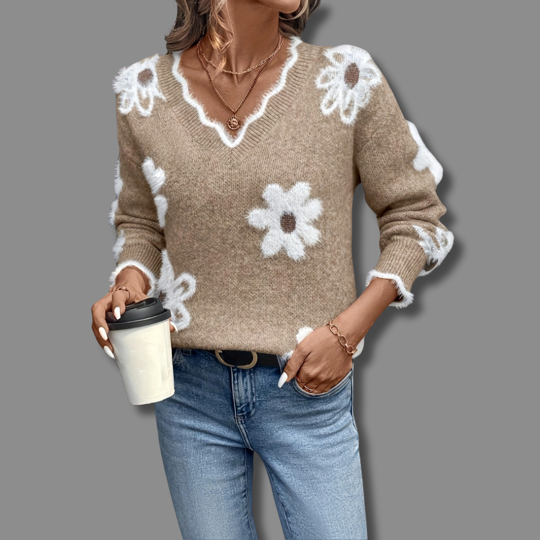 CLARA - FLATTERING V-NECK FLORAL JUMPER