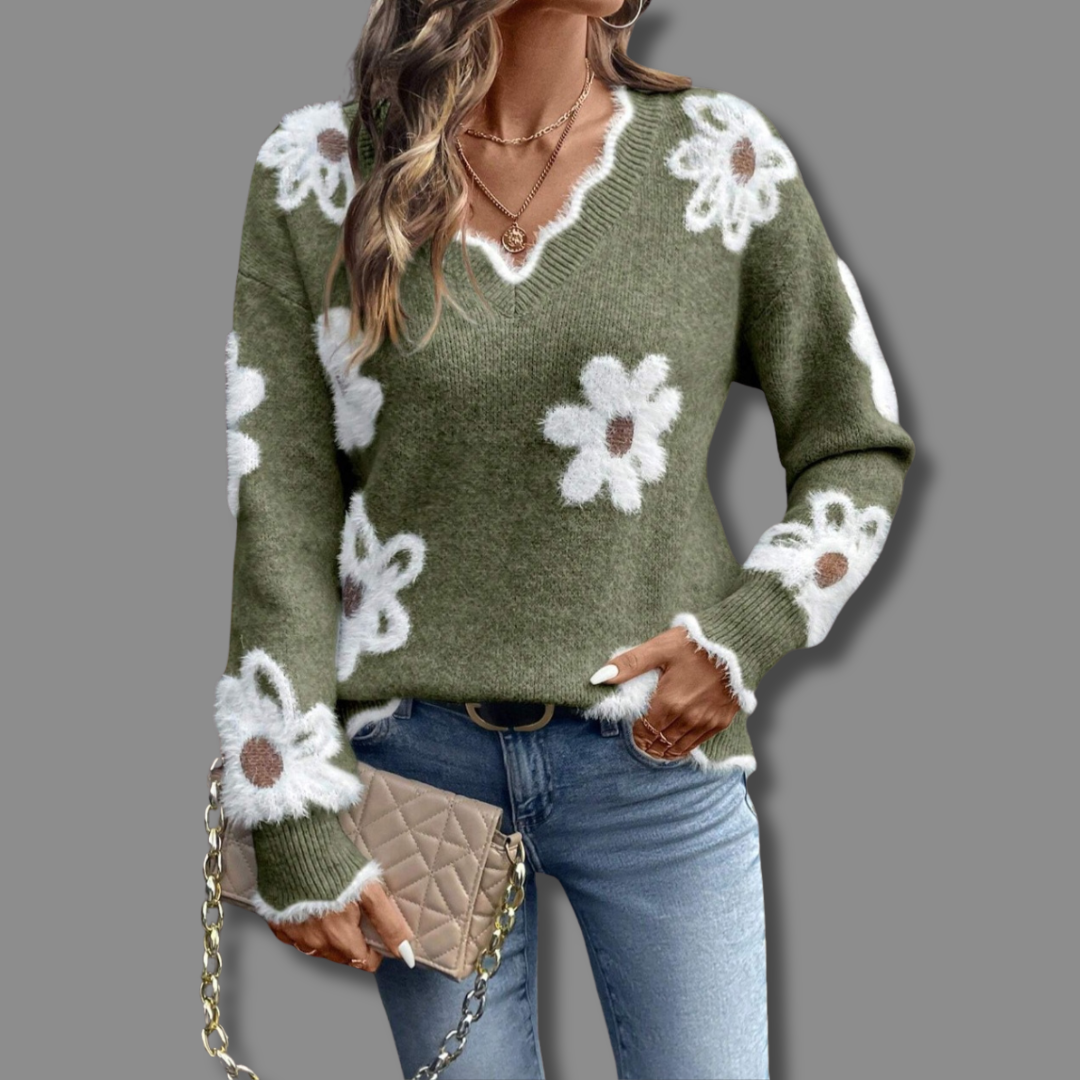 CLARA - FLATTERING V-NECK FLORAL JUMPER