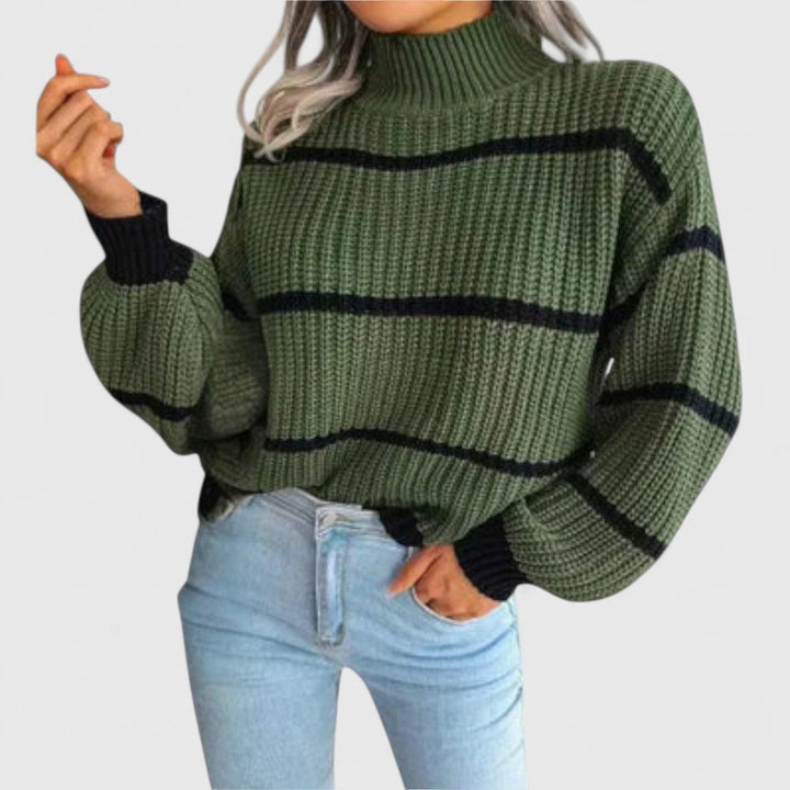 Chavala - Turtleneck Sweater with Stripes