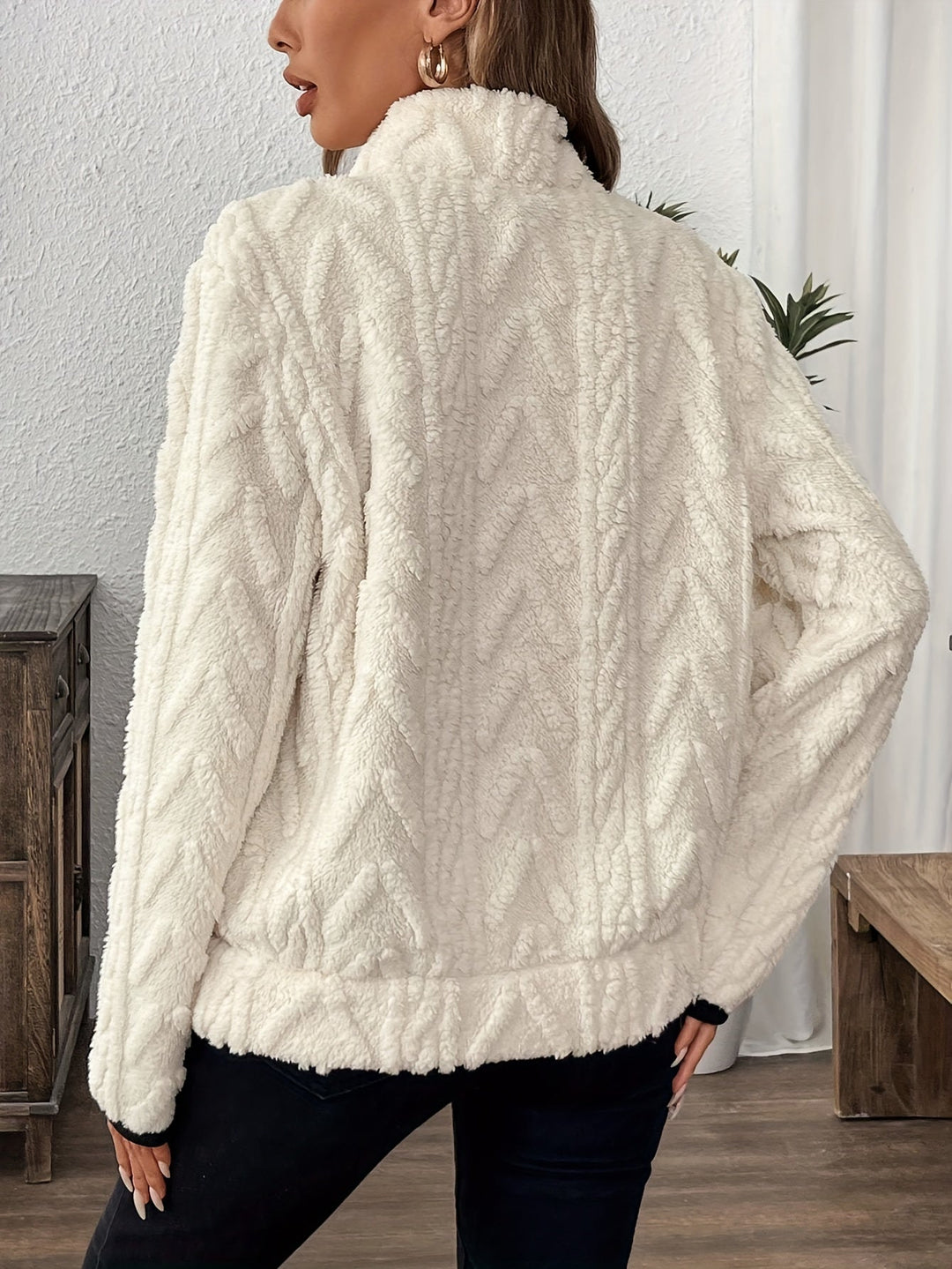 Evodia - Cosy Cable Knit Half-zip Jumper