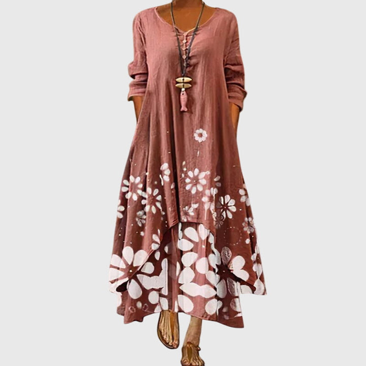 Alexandra - Ladies Summer Long Sleeve Printed Maxi Dress