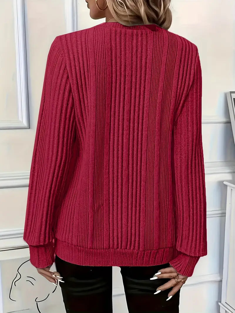 Amara – Ladies' Zip-Up Rib-Knit Jumper