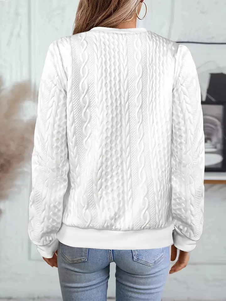 Elvarine - Cable Knit Zip-Up Bomber Jacket